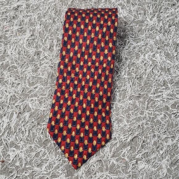 Ermenegildo Zegna Geometric Red & Blue 100% Silk Tie, Made in Italy - Picture 2 of 8